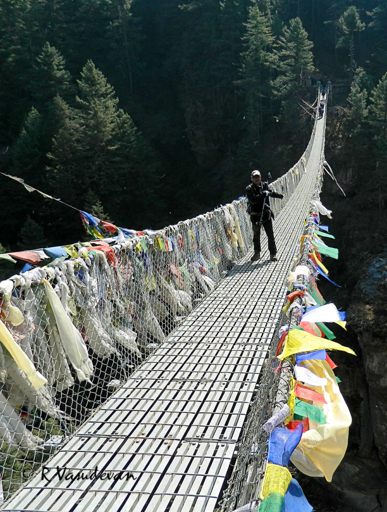 The most famous suspension bridge before the gruelling hike to Namche Bazar