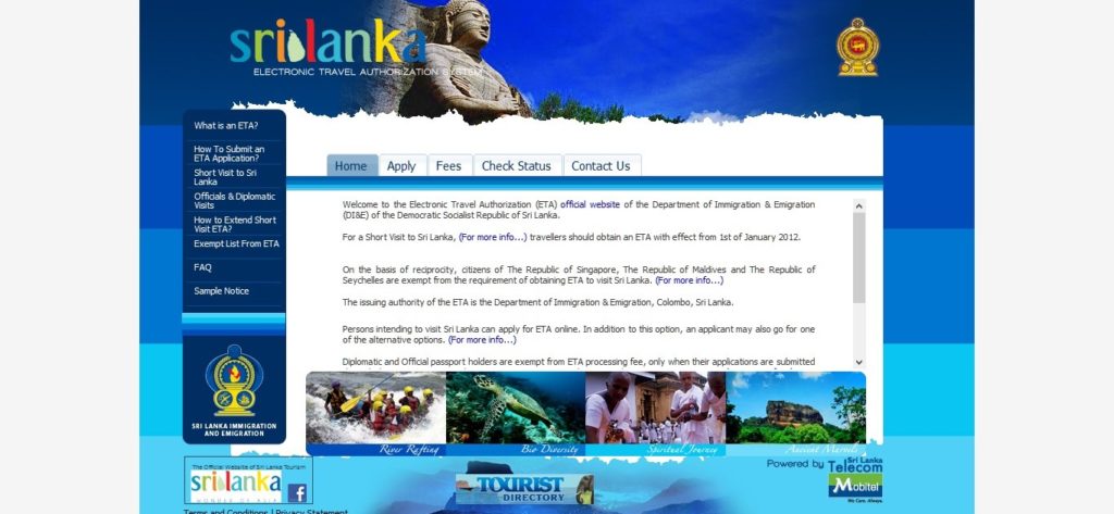 Sri Lanka ETA application process, eVisa application