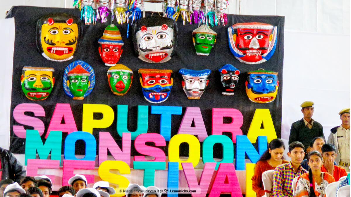 Saputara Monsoon Festival Gujarat Colorful Masks on the wall