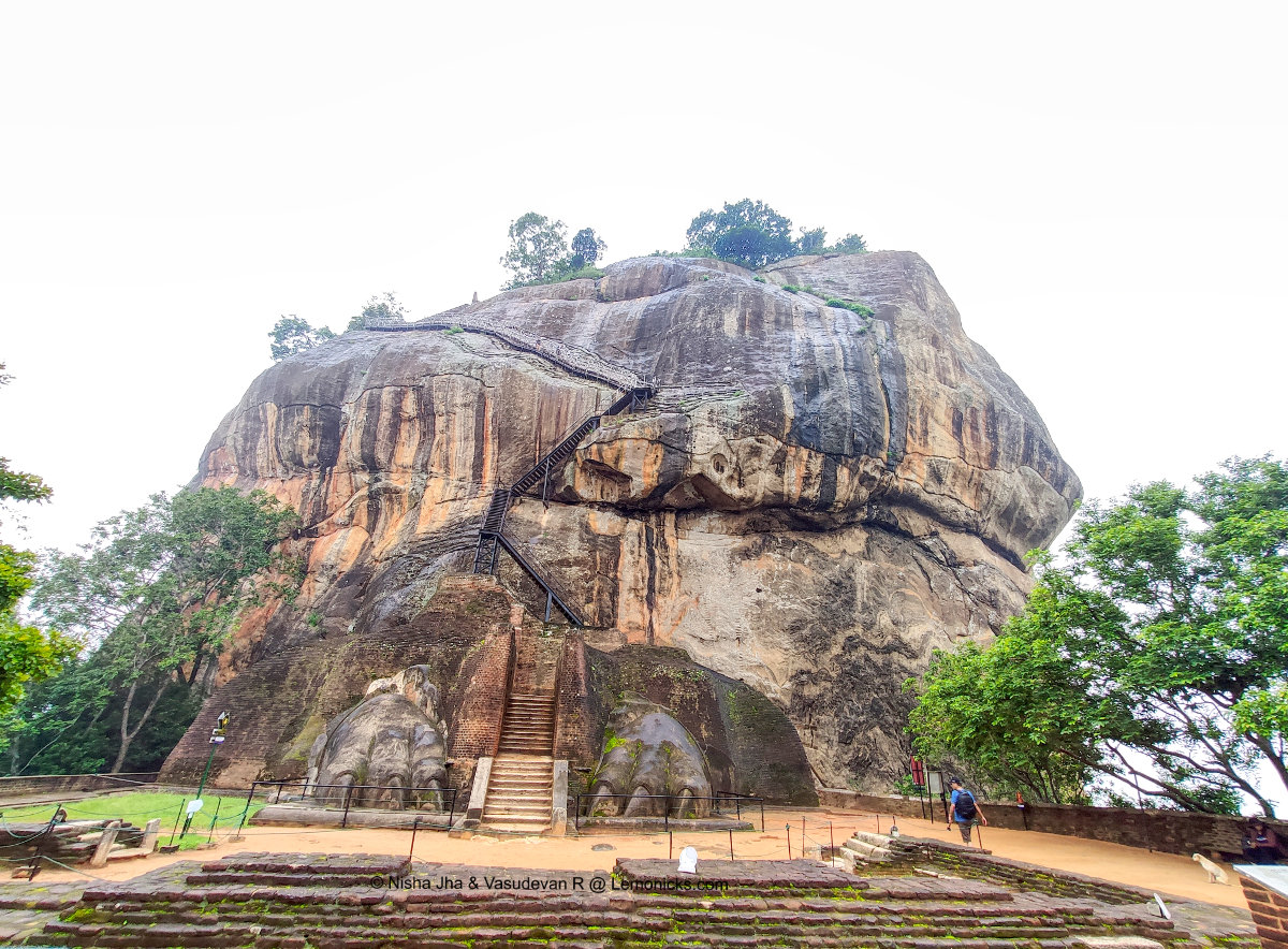 Lions Paws Terrace in the middle of the Sigiriya rock Unesco World Heritage Site Sri Lanka