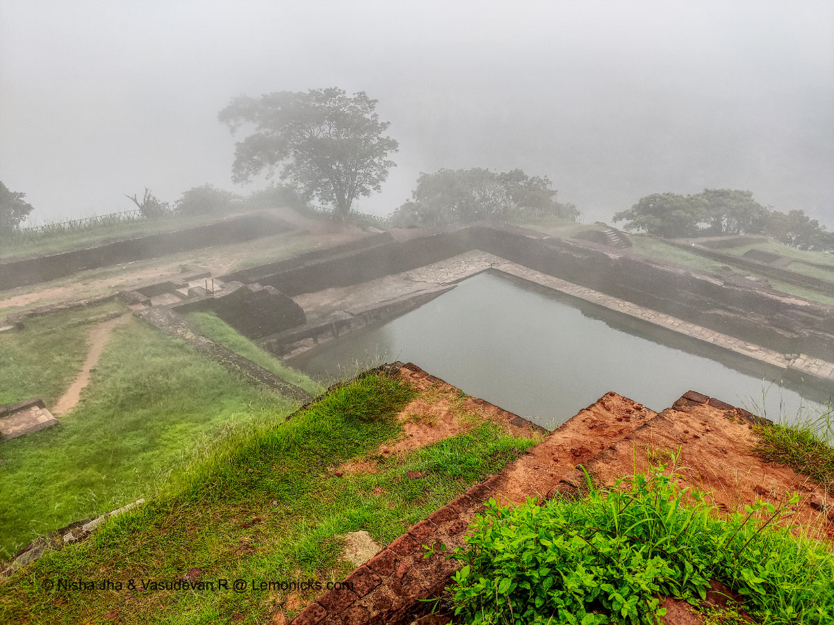 Pools, gardens, rooms of the Palace on top of Sigiriya Unesco World Heritage Site Sri Lanka