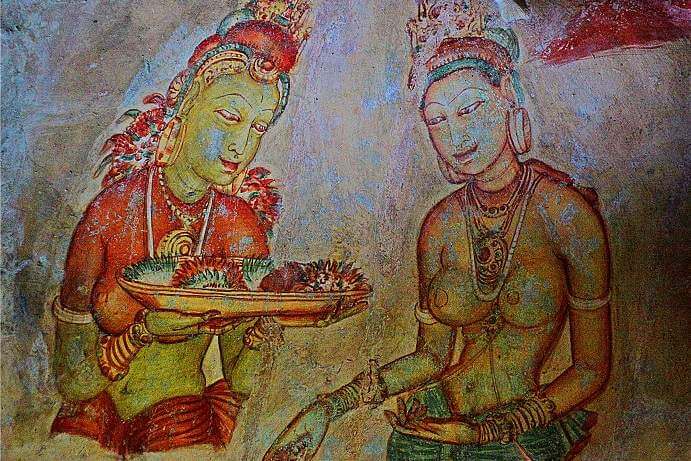 Sigiriya frescos of celestial maidens Sigiriya in sri lanka cloud maidens lightning ,aidens