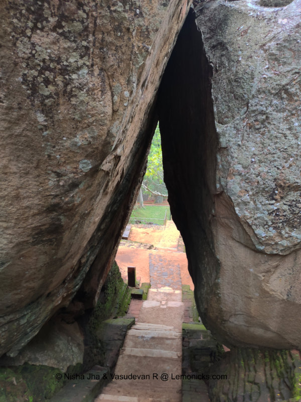 Boulder arch at boulder garden of sigiriya complex